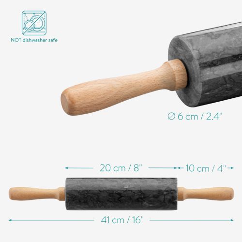 Sucitor Navaris, marmura neagra, 41x6 cm, stand dublu, lemn fag, greutate 1.565 kg, negru, lemn