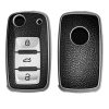 Autókulcs huzat VW / Skoda / Seat - 3 gombos, kwmobile, szilikon, fekete / ezüst, 54021.04