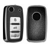 Autókulcs huzat VW / Skoda / Seat - 3 gombos, kwmobile, szilikon, fekete / ezüst, 54021.04