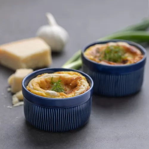 Set 6 ramekin ceramice Navaris, 9 cm, pentru cuptor 220C, deserturi/tapas, albastru, Ceramica