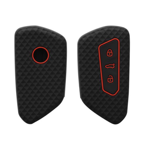 Autókulcs huzat VW / Skoda / Seat - 3 gombos, kwmobile, szilikon, fekete, 55583.01