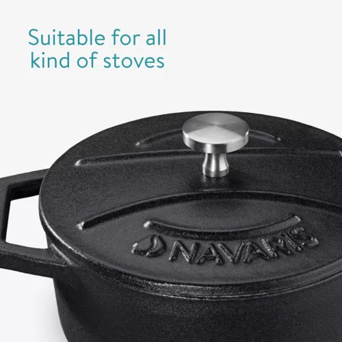 Navaris 4 darab mini öntöttvas edénykészlet, 10,5 cm, 290 ml, sütő- és főzőlaphoz, fekete/fehér, 49079.04.03