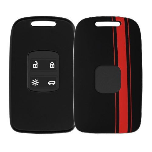 Renault / Dacia autókulcs fedél - 4 gombos - Keyless Go, kwmobile, műanyag, fekete / piros, 54805.02