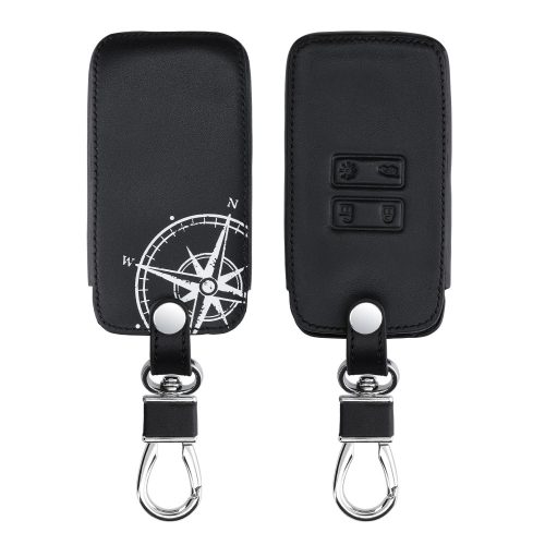 Renault / Dacia autókulcs burkolat - 4 gombos - Keyless Go, kwmobile, ökológiai bőr, fekete / fehér, 44637.45