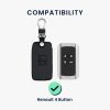 Renault / Dacia autókulcs burkolat - 4 gombos - Keyless Go, kwmobile, ökológiai bőr, fekete / fehér, 44637.45