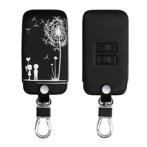Renault / Dacia autókulcs tok - 4 gombos - Keyless Go, kwmobile, ökológiai bőr, fekete / fehér, 44637.44