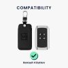 Renault / Dacia autókulcs tok - 4 gombos - Keyless Go, kwmobile, Eco bőr, fekete, 44637.43