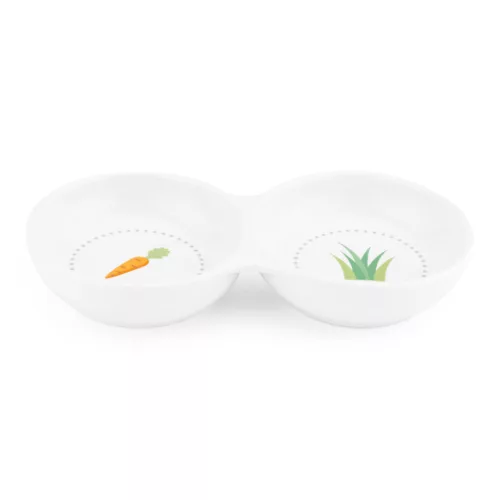 Bol dublu din ceramica pentru animale Navaris, 23x11,5 cm, alb, 55983.01