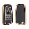 BMW autókulcs burkolat - 3 gombos - Keyless Go, kwmobile, szilikon, fekete / arany, 56009.01