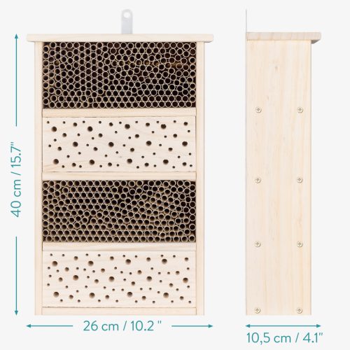 Hotel pentru albine Navaris, cu 4 camere de reproducere 40x26x10.5 cm, lemn, 56086.01