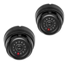   2 db hamis térfigyelő kamera készlet LED lámpákkal, Kwmobile, fekete, műanyag, 53927.02.01