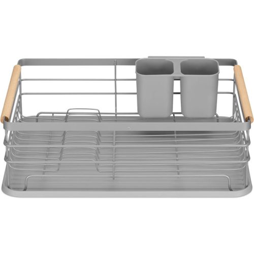 Navaris edénytartó csepegtető tálcával, tányérok, poharak és evőeszközök számára, szürke, 42.5x31.5x14 cm, 52545.03