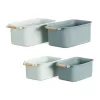Set 4 cutii depozitare Navaris cu maner din lemn, 37, 8x21, 4x14 cm si 28, 5x16x10, 5 cm, maro, lemn