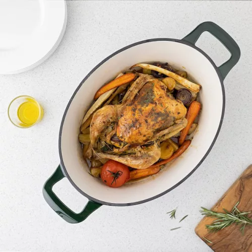 Navaris tapadásmentes öntöttvas edény főzőlapokhoz/sütőkhöz - 45 cm - 7,7 l - zöld, 52477.01.80