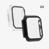 2 db tokkészlet Apple Watch 7 (41 mm), kwmobile, biztonsági üveg, fekete / átlátszó, 56540.01