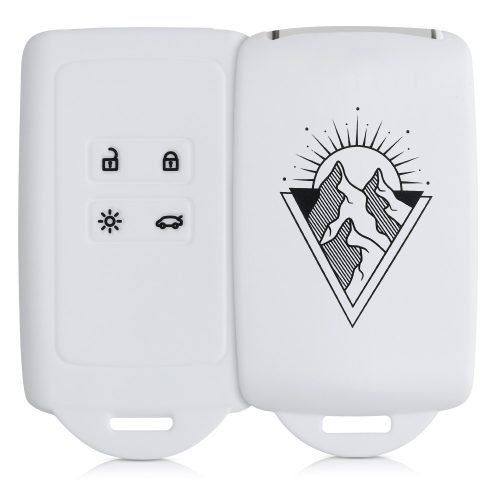 Renault / Dacia autókulcs tok - 4 gombos - Keyless Go, kwmobile, szilikon, fehér / fekete, 49769.26