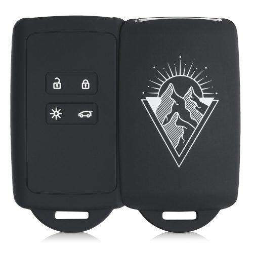 Renault / Dacia autókulcs tok - 4 gombos - Keyless Go, kwmobile, szilikon, fekete / fehér, 49769.25