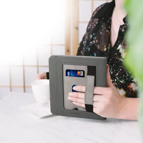 Huzat Tolino Vision 6-hoz, ökológiai bőr, szürke, kwmobile, 56600.03