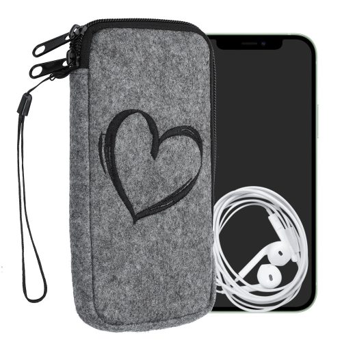 Univerzális telefontok XL - 6,8 hüvelykes, textil, szürke, 49866.4.09, kwmobile