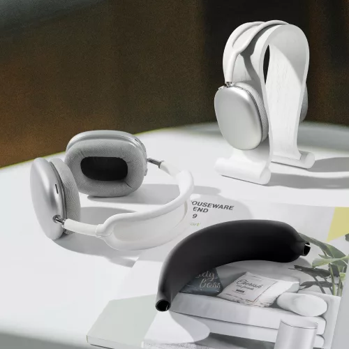 Szíj Apple Airpods Max fejhallgatóhoz, Kwmobile, fehér, szilikon, 56698.02