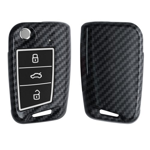 Autókulcs huzat VW / Skoda / Seat - 3 gombos, kwmobile, műanyag, fekete / szürke, 56729.03