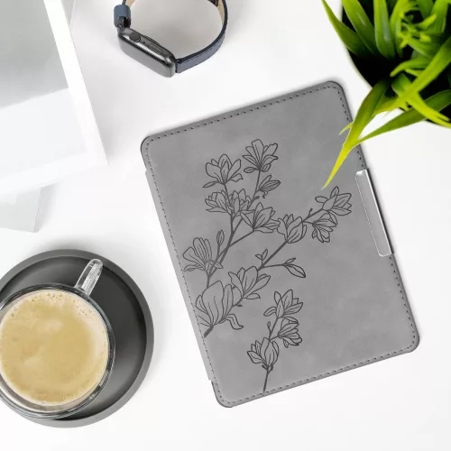 Kobo Glo HD / Touch 2.0 tok, ökológiai bőr, szürke, kwmobile, 56870.02