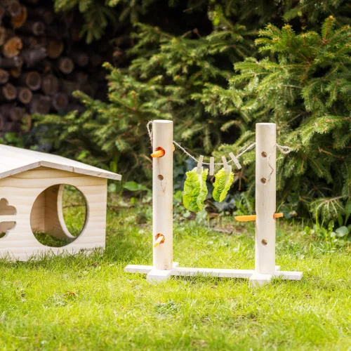 Statie de hranire pentru iepuri Navaris, din lemn pin, 34x31x15 cm, 57230.01