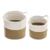 Set 2 cosuri depozitare Navaris, design coarda, 29.5x31 cm si 22x23 cm, alb/crem, bumbac