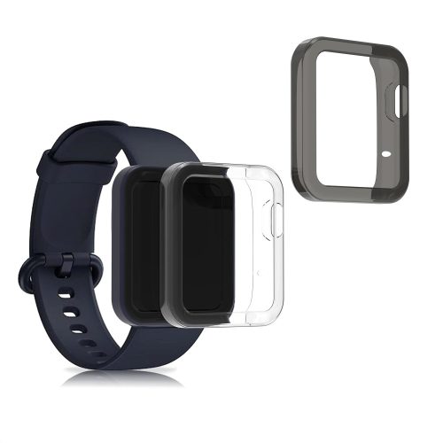 2 db-os tokkészlet Xiaomi Mi Watch Lite/Redmi Watchhoz, Kwmobile, átlátszó/fekete, szilikon, 54528.03