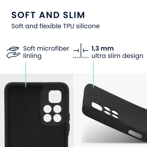 Kwmobile tok Xiaomi Redmi Note 11S 5G/Poco M4 Pro 5G telefonhoz, szilikon, fekete, 57925.47
