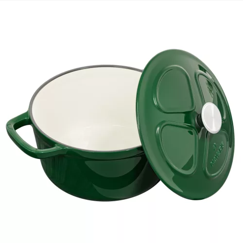 Navaris öntöttvas edény, 20 cm, zománcozott, zöld, 2,5 L, fedővel, sütő- és főzőlaphoz, 58000.01.80