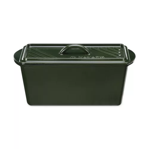 Tava copt paine Navaris, 34 cm, fonta, verde, cu capac, pentru paine traditionala, 52635.02