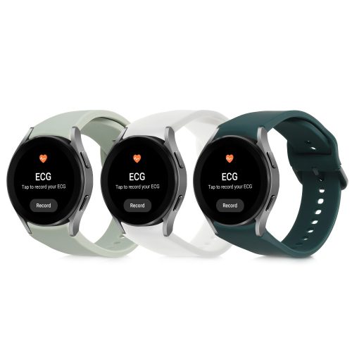 Szíj Samsung Watch 4 (40 mm)/Watch 4 (44 mm)/Watch 4 Classic (42 mm), Kwmobile, zöld/fehér, szilikon, 58172.01