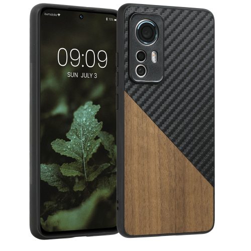 Kwmobile tok Xiaomi 12/12X, fa, barna/fekete, 58201.01