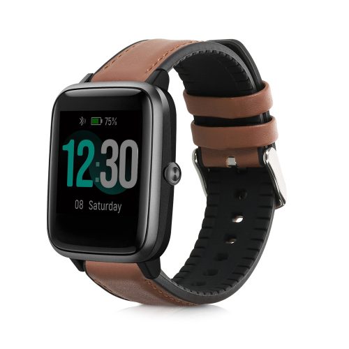 Szíj Willful SmartWatch/Fitnesstrackerhez, Kwmobile, barna/fekete, természetes bőr, 58186.05