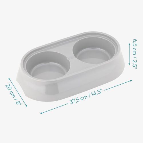 Castron dublu pentru animale Navaris, cu suport antiderapant si boluri, 2x350 ml, 58235.2