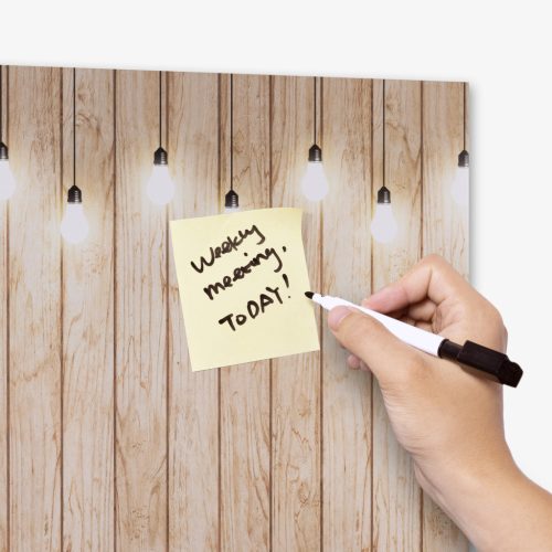 Tabla magnetica Navaris, 90x60 cm, design becuri, marker si 5 magneti, multicolor, MDF/metal