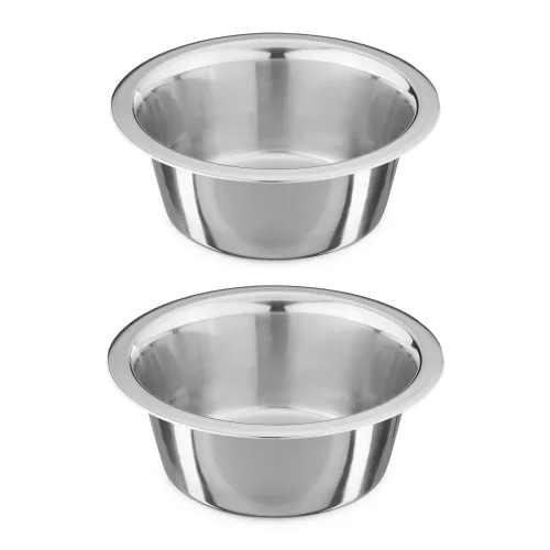 2 db rozsdamentes acél tál készlet kistestű kutyáknak és macskáknak, 350 ml, 58405.01