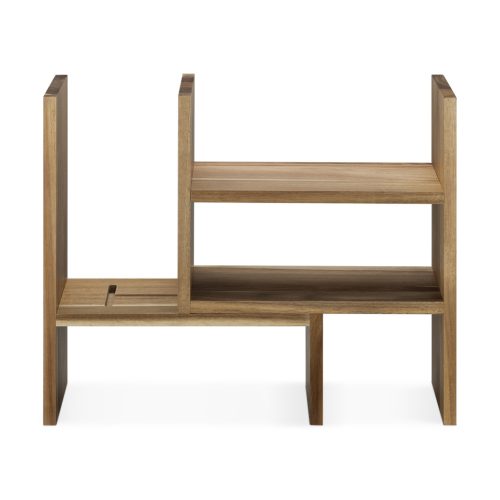 Raft organizator birou reglabil Navaris, 64x15.5x40 cm, modular, natural, lemn acacia, maro, lemn