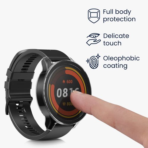 2 db-os tokkészlet Xiaomi Mi Watch/Mi Watch Color Sport, Kwmobile, fekete/átlátszó, műanyag, 58467.01