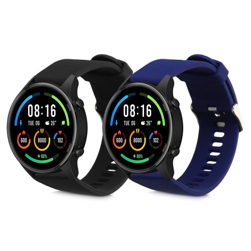2 db szíjkészlet Xiaomi Mi Watch/Mi Watch Color Sport, Kwmobile, fekete/kék, szilikon, 58466.01