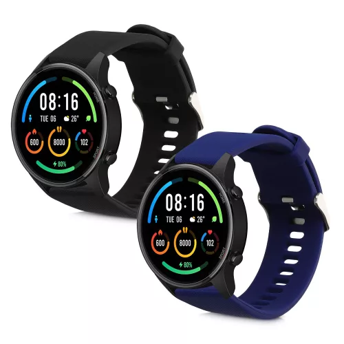2 db szíjkészlet Xiaomi Mi Watch/Mi Watch Color Sport, Kwmobile, fekete/kék, szilikon, 58466.01