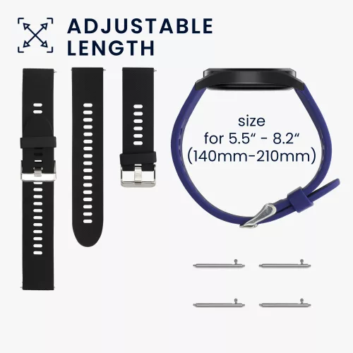 2 db szíjkészlet Xiaomi Mi Watch/Mi Watch Color Sport, Kwmobile, fekete/kék, szilikon, 58466.01