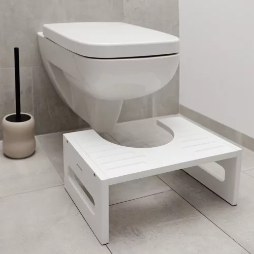 Inaltator pentru toaleta Navaris, pozitie ghemuit, antiderapant, 43.5x28x18.5 cm, alb, bambus