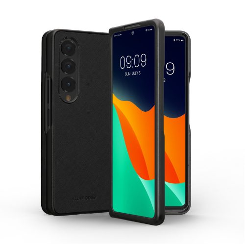 Kwmobile huzat Samsung Galaxy Z Fold 4 telefonhoz, Eco bőr, fekete, 58680.01
