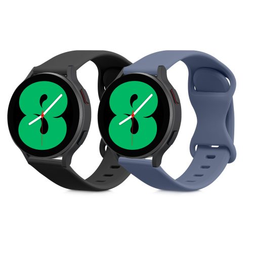 2 db szíj készlet Samsung Galaxy Watch 4 (40 mm)/Galaxy Watch 4 (44 mm)/Galaxy Watch 4 Classic (42 mm), Kwmobile, fekete/kék, szilikon, 58740.01 készülékhez