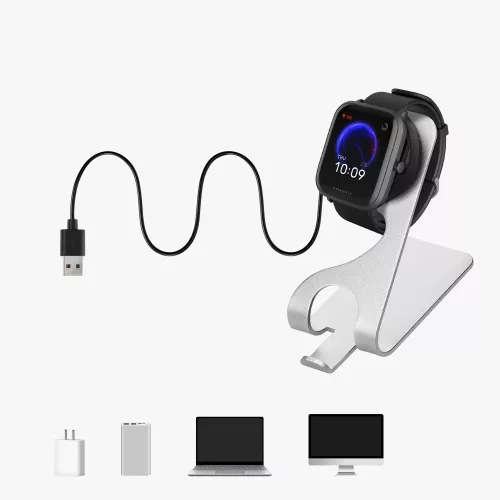 Dokkolóállvány Huami Amazfit Bip U/Amazfit Pop Pro/Amazfit T-Rex Pro, Kwmobile, fekete/ezüst, fém, 58727.01