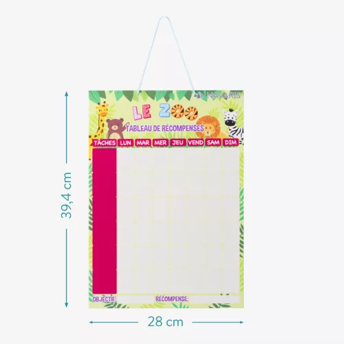 Tabla recompense Navaris, 62 magneti, 39.4x28x8 cm, limba franceza, planner saptamanal, multicolor, MDF