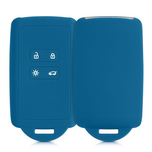 Autókulcs tok Renault 4 gomboshoz - Smart Key, Kwmobile, kék, szilikon, 48035.228
