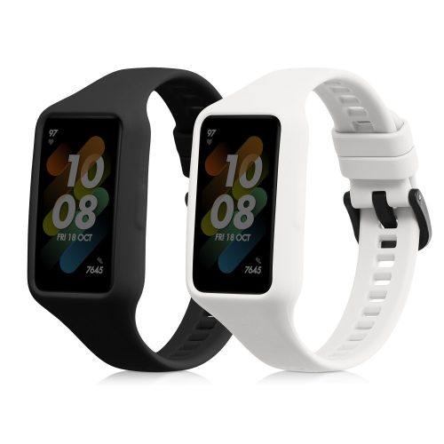 2 db pánt készlet Huawei Band 7/Band 6/Honor Band 6, Kwmobile, fekete/fehér, szilikon, 58914.02